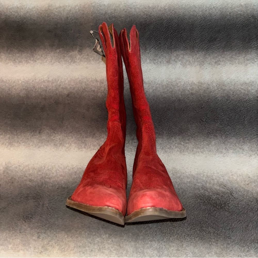 🚫SOLD🚫Dingo Red Suede Out West Western Cowboy Boots Size 7M Snip Toe Leather NWT - Picture 8 of 13